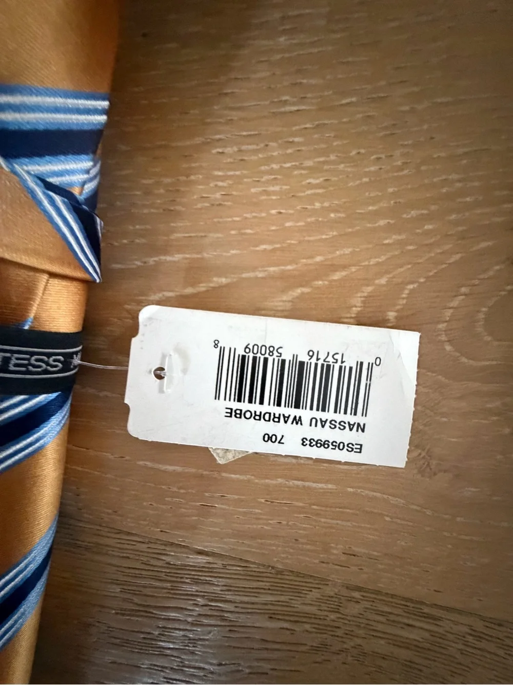 Classic Men's Orange Stripe Silk Tie with Blue Accent NWT